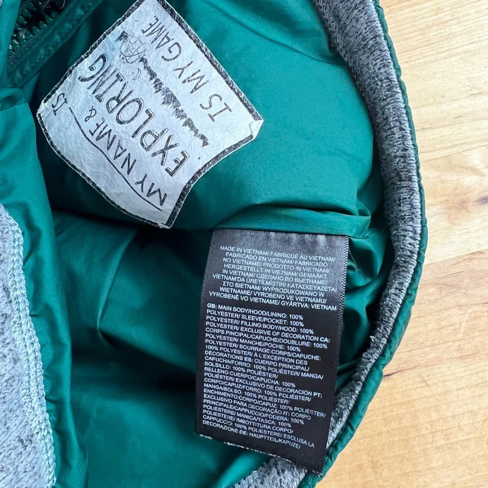 The North Face Jacket Mixed Media Quilted Fleece Toddler Size 2T Green Grey